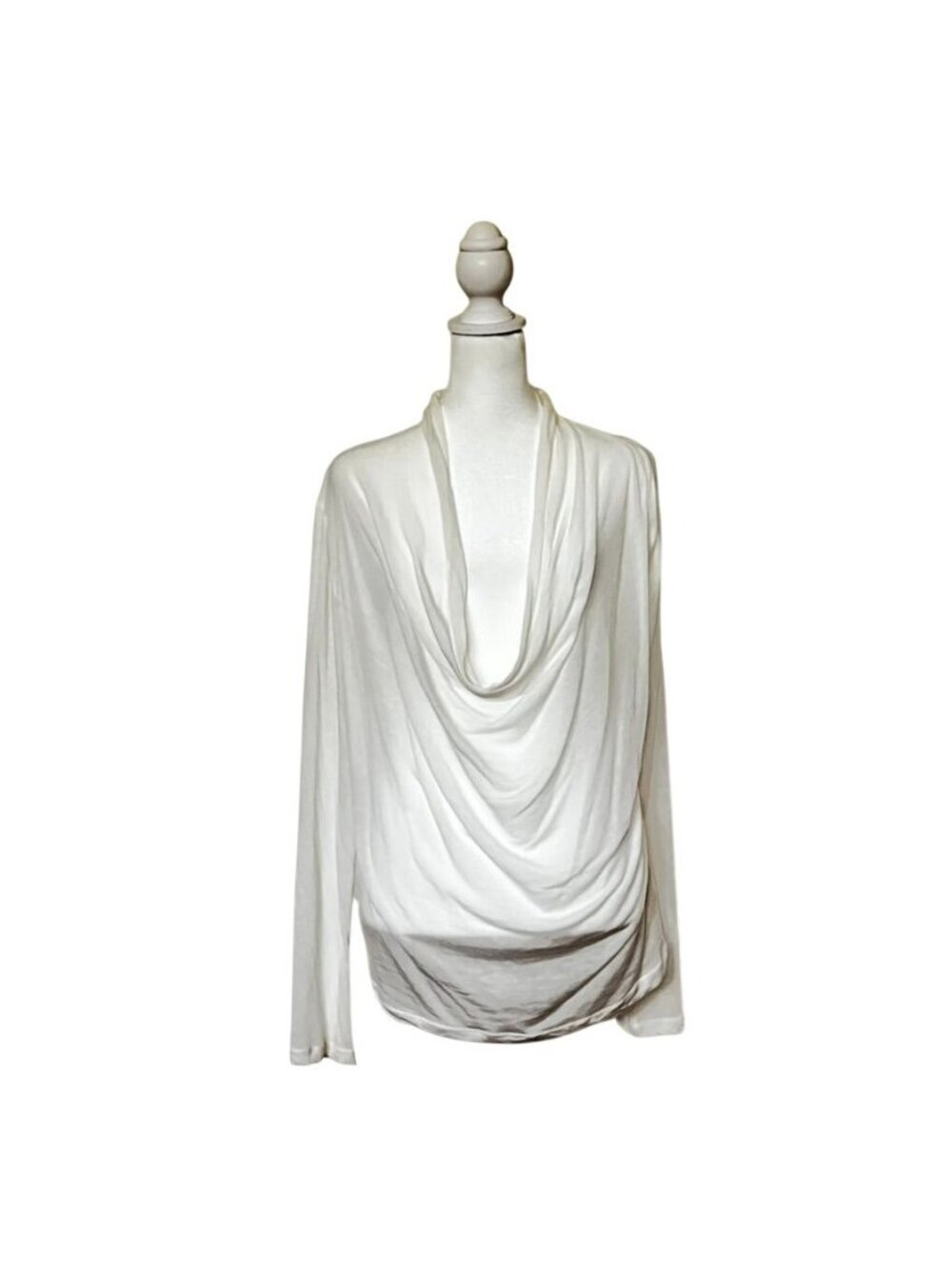 Vtg Graham & Spencer Sheer Top Ivory Draped Shawl Neckline Coquette Ethereal - Picture 2 of 9